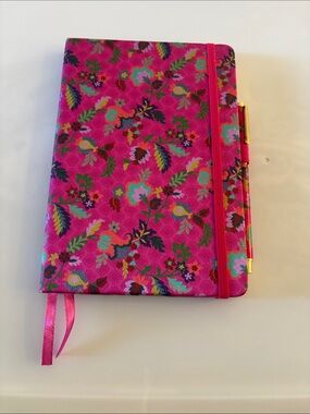 Johnny Was Pink Floral Hardcover Notebook with Matching Gold-Trim Pen
